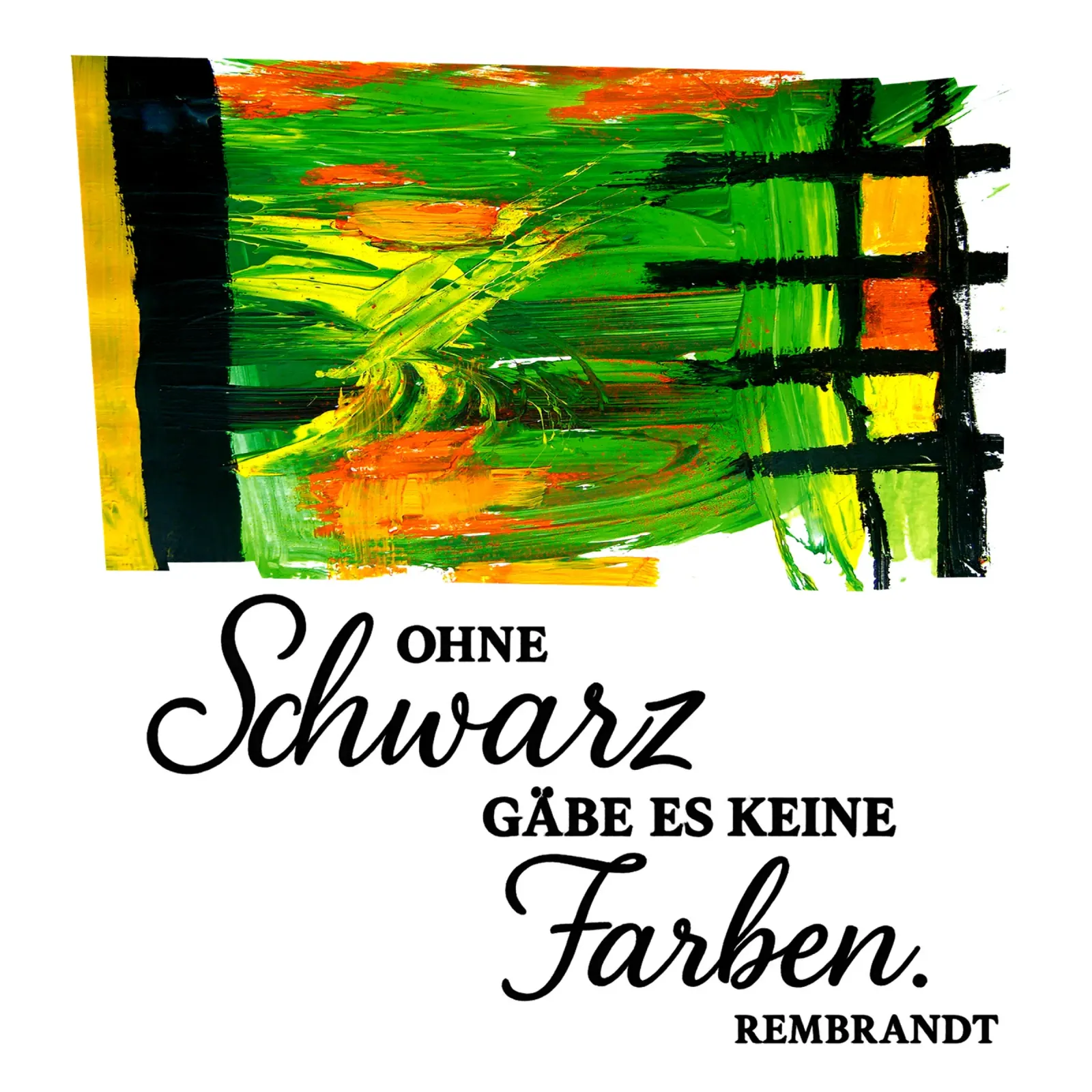 OHNE SCHWARZ GÄBE ES KEINE FARBEN Rembrandt (grün) tela con Cornice a cassetta da Vintage Van Gogh