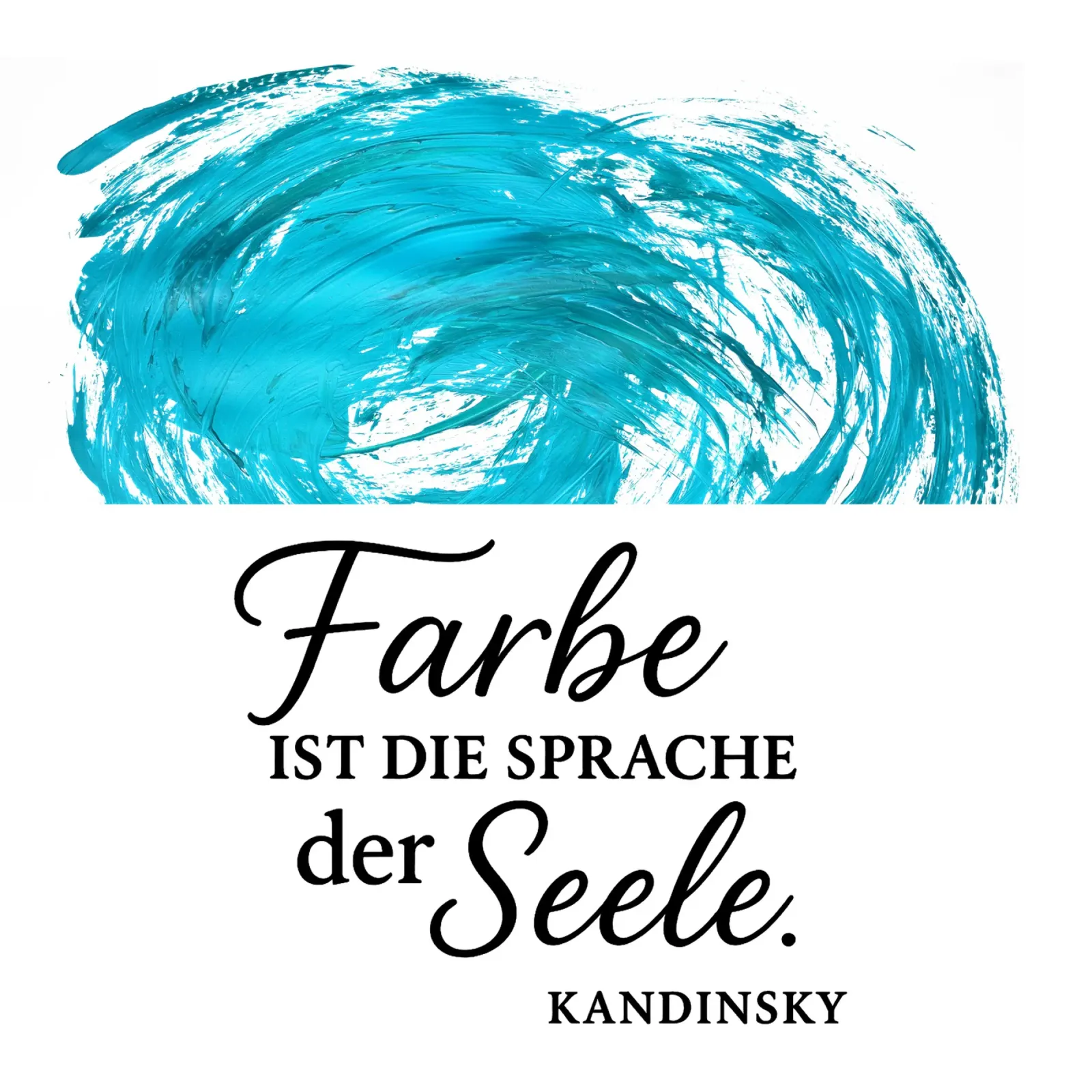 FARBE IST DIE SPRACHE DER SEELE (türkis) tela con Cornice a cassetta da Vintage Van Gogh