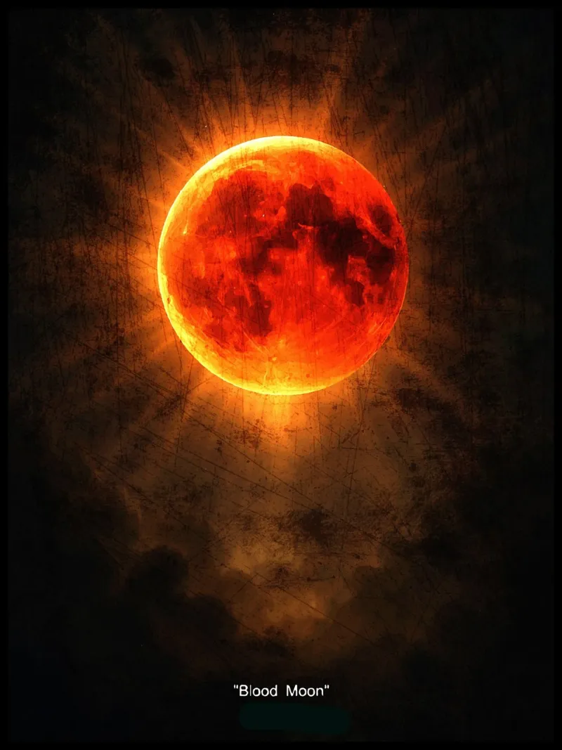Eclissi di luna di sangue poster con telaio in plastica da Ashley Studio