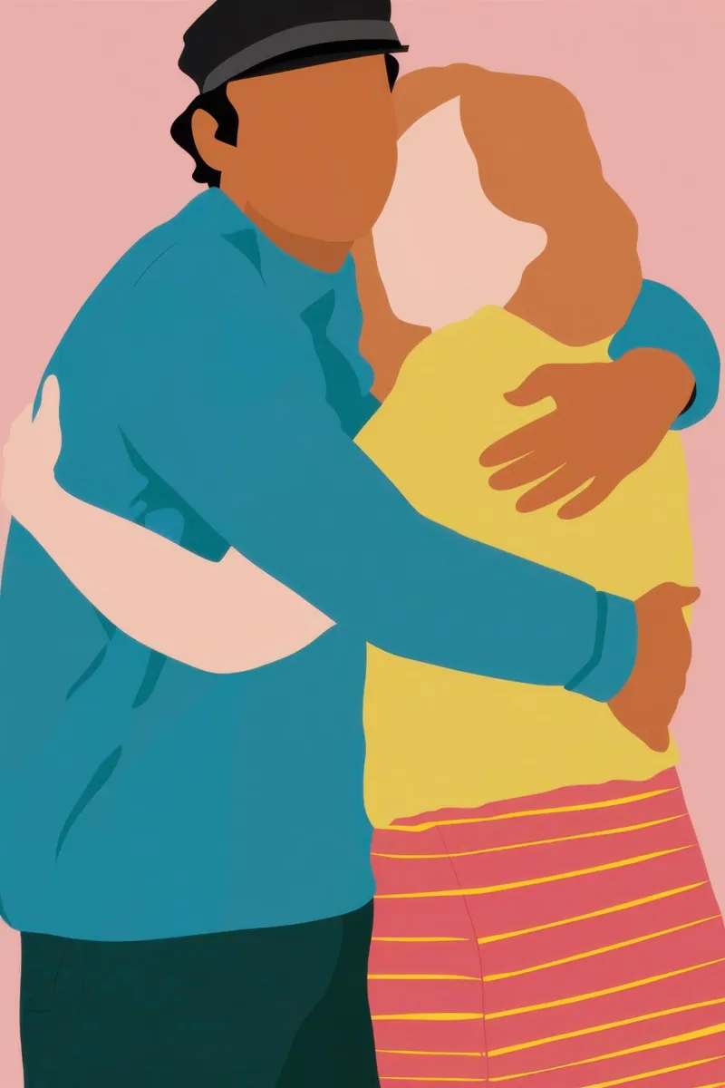 Abbraccio amorevole Calore poster con telaio in legno da Obs Canvas