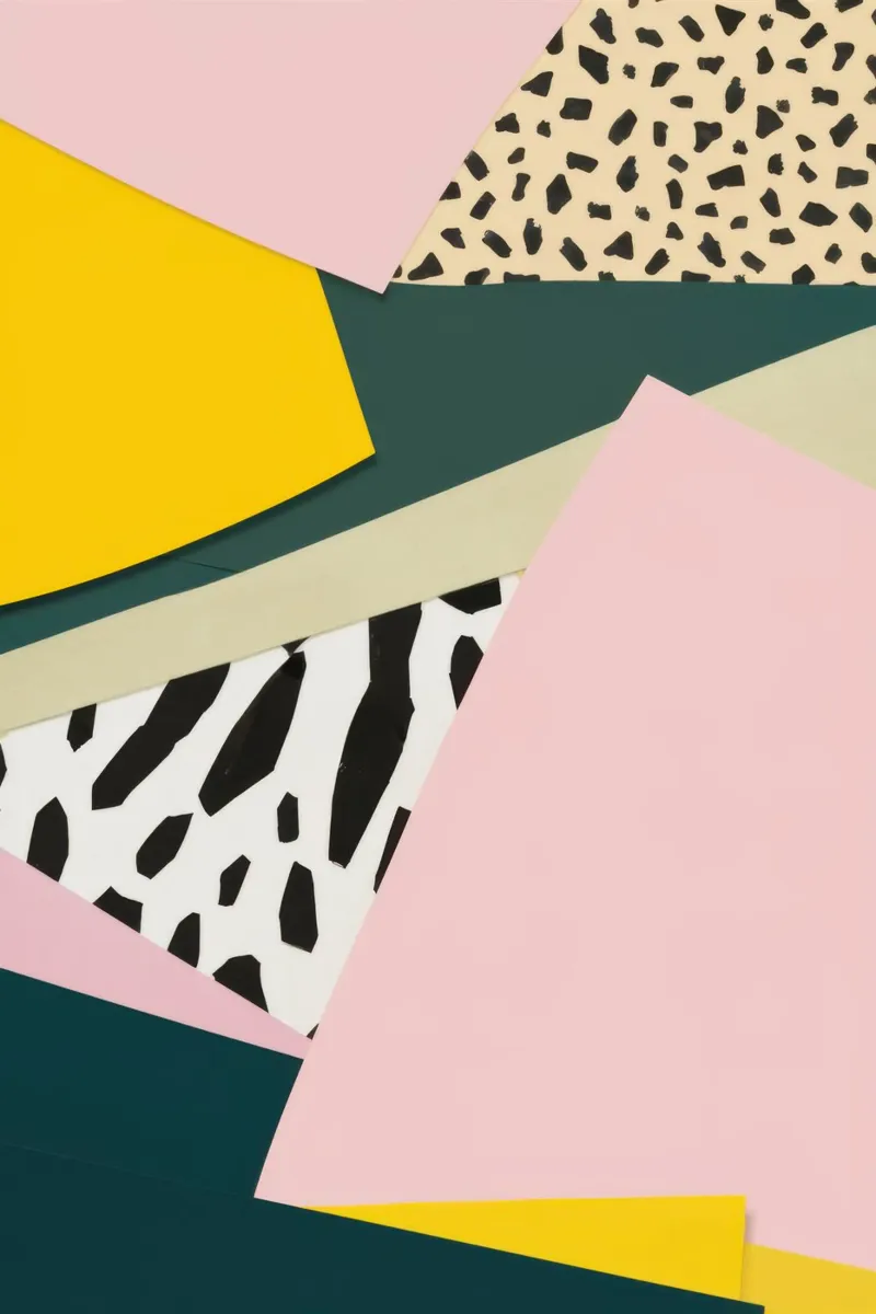 Collage in stile Memphis poster con telaio in plastica da Thistle Bloom