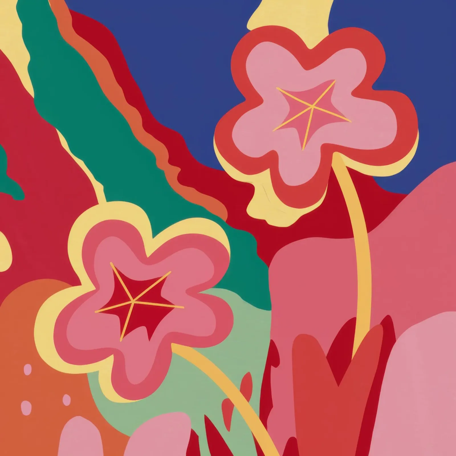 Fiori semplici e retrò poster da Line Fable