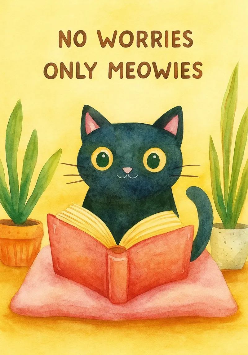no worries only meowies cat drawing hahnemühle de Botania