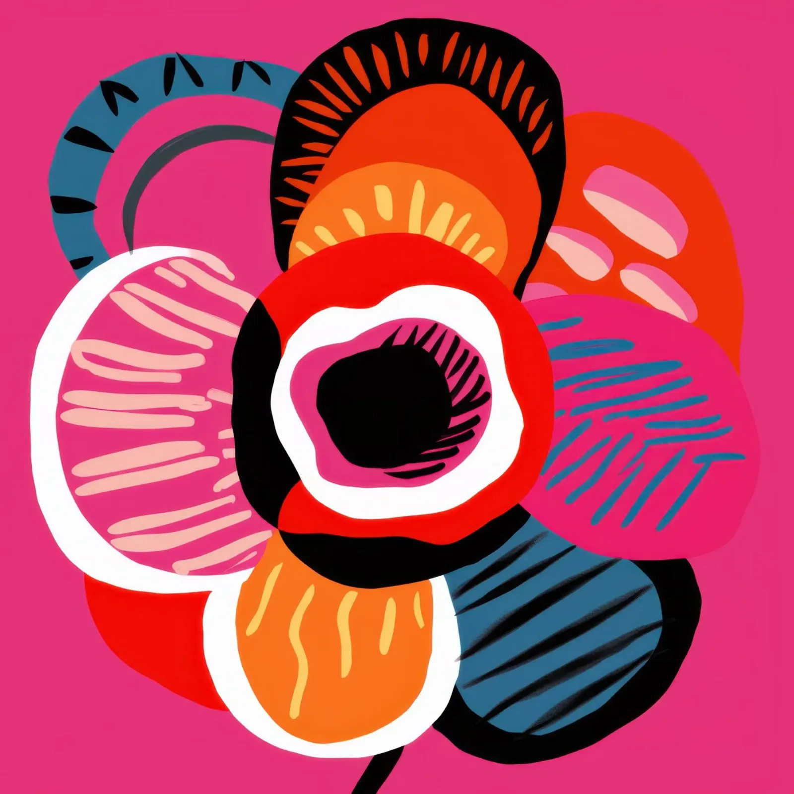 Bold Abstract Bloom canvas with Floater frame by Frosh Pallete