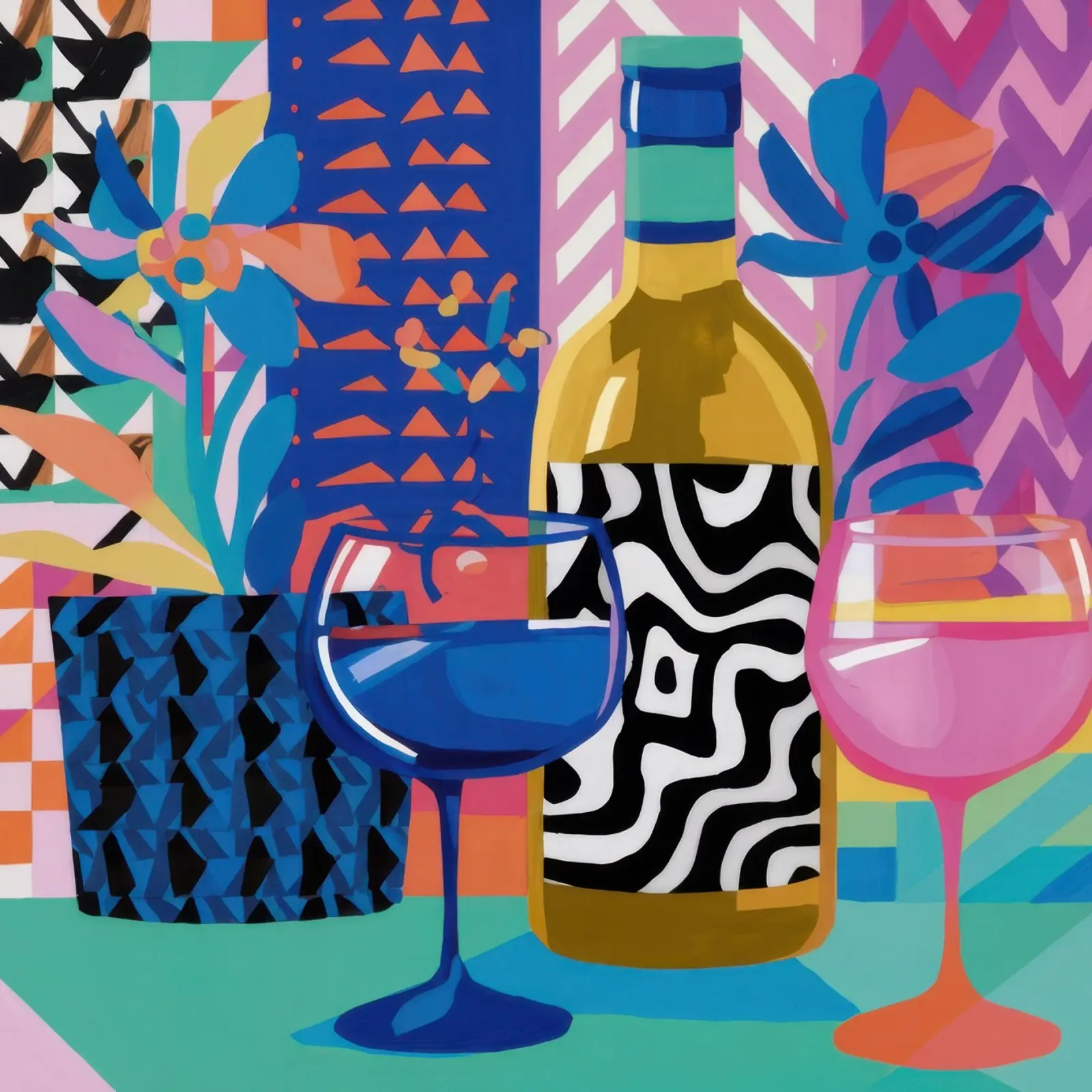 Serata del vino decostruito poster con telaio in legno da Thistle Bloom