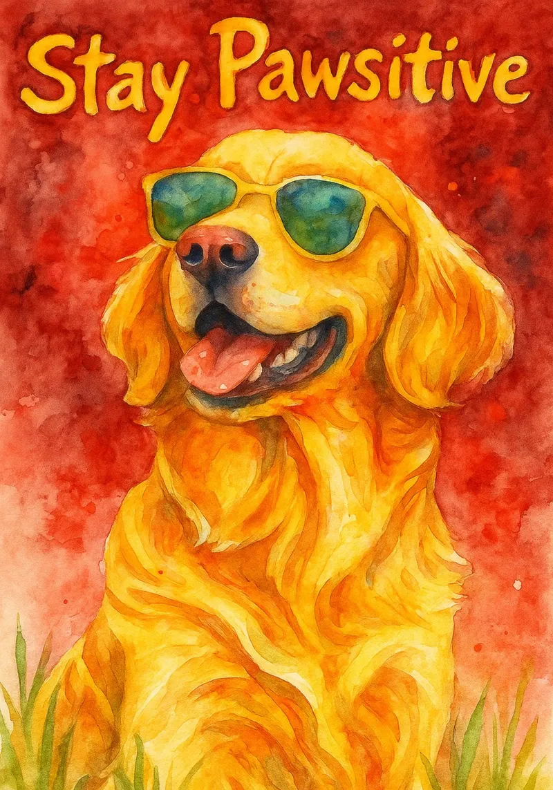 dessin d'un chien qui reste en contact avec la patte toile avec Caisse américaine de Botania