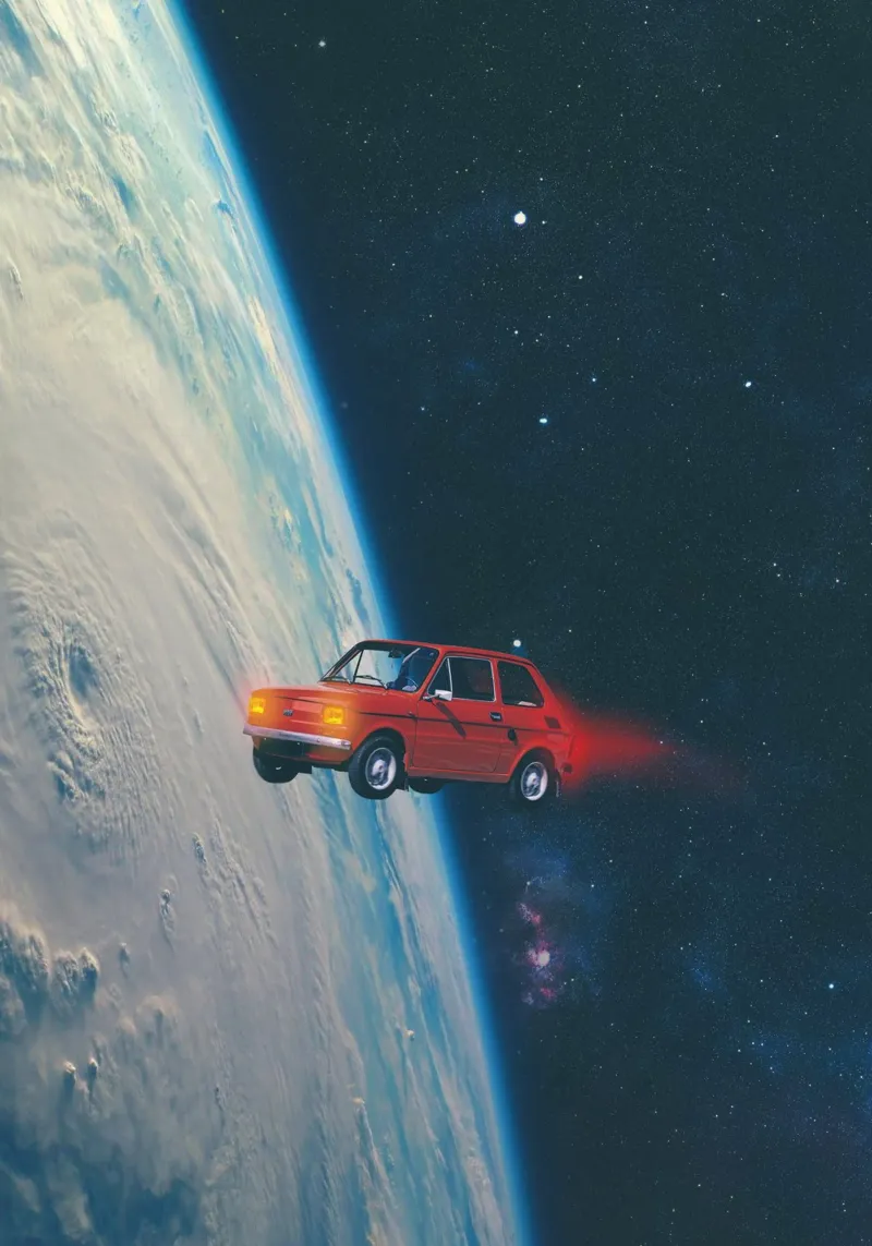 Auto rossa in orbita plexiglass da Dapidoka