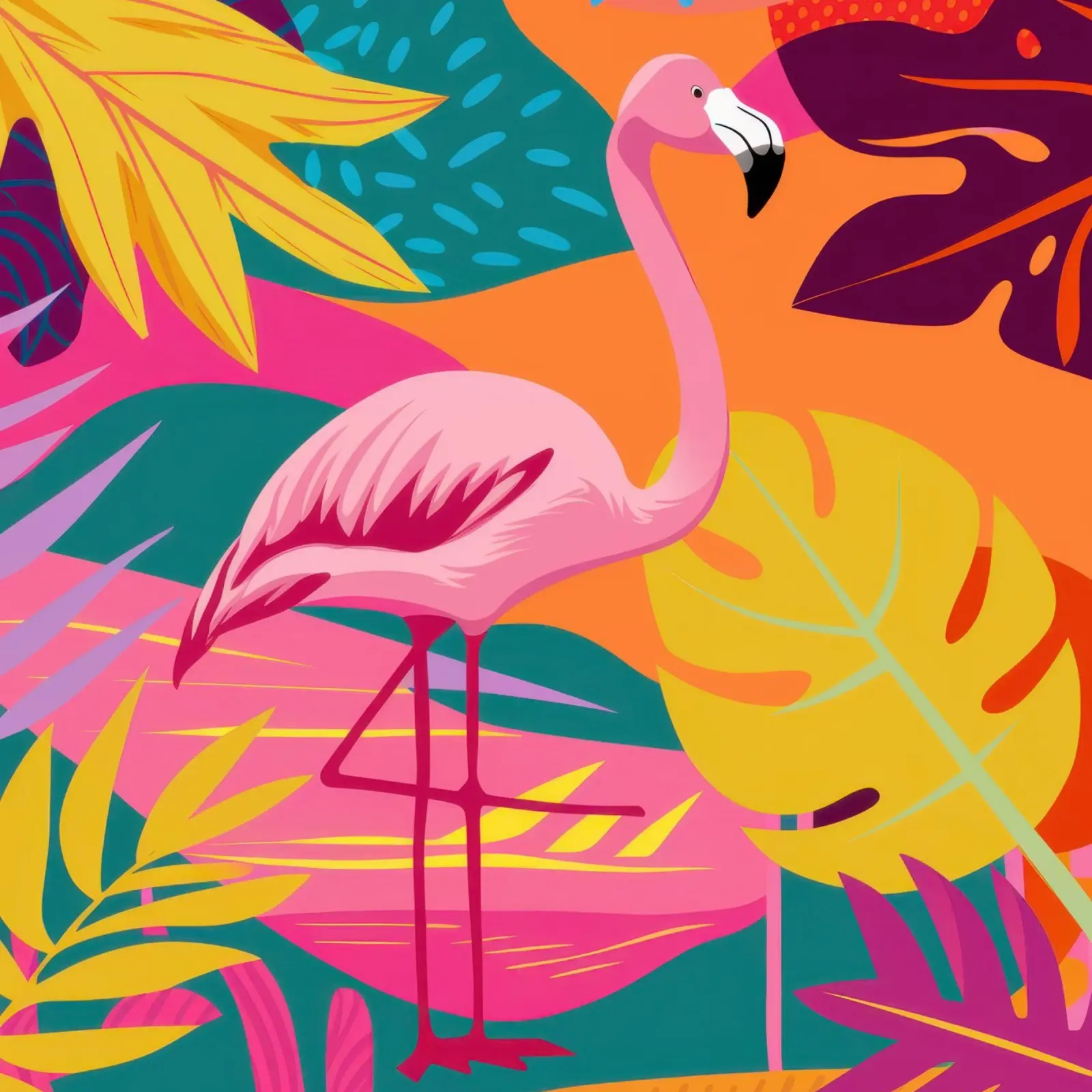 Sonnenverwöhnter Flamingo-Dschungel Acryl-Glas von Line Fable