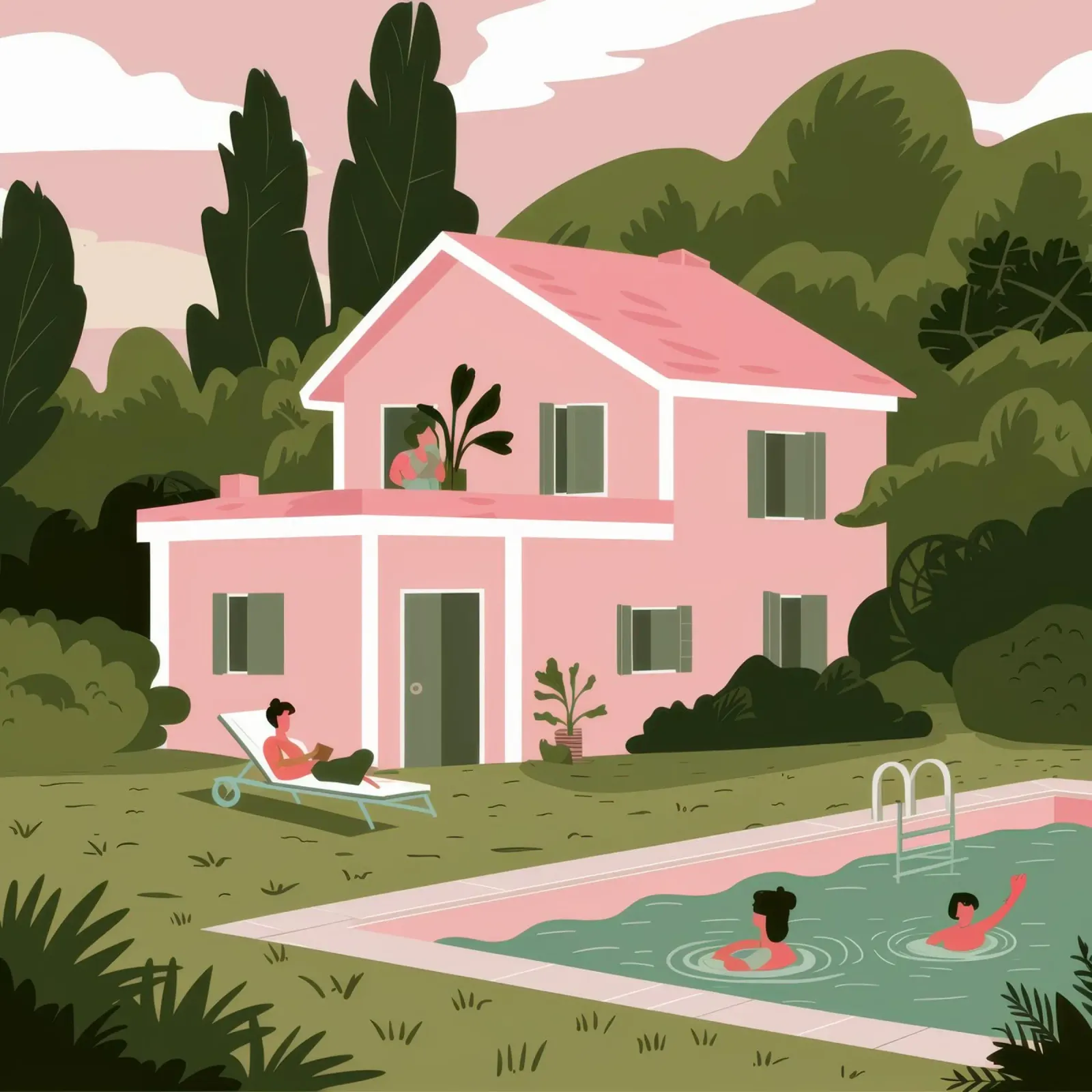 Pink Villa Dreams carta hahnemühle da Line Fable