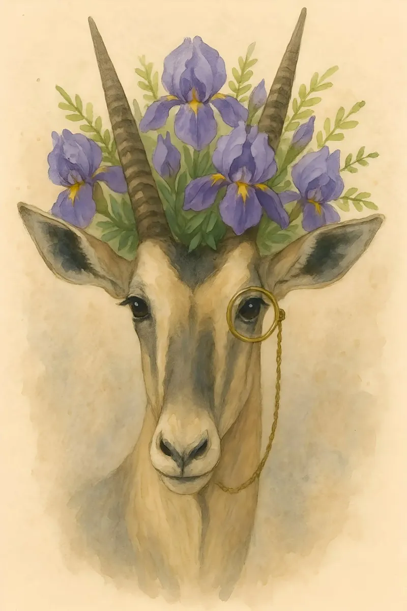 The Noble Plains walker: Iris-Crowned Elegance hahnemühle by Graceful Desine