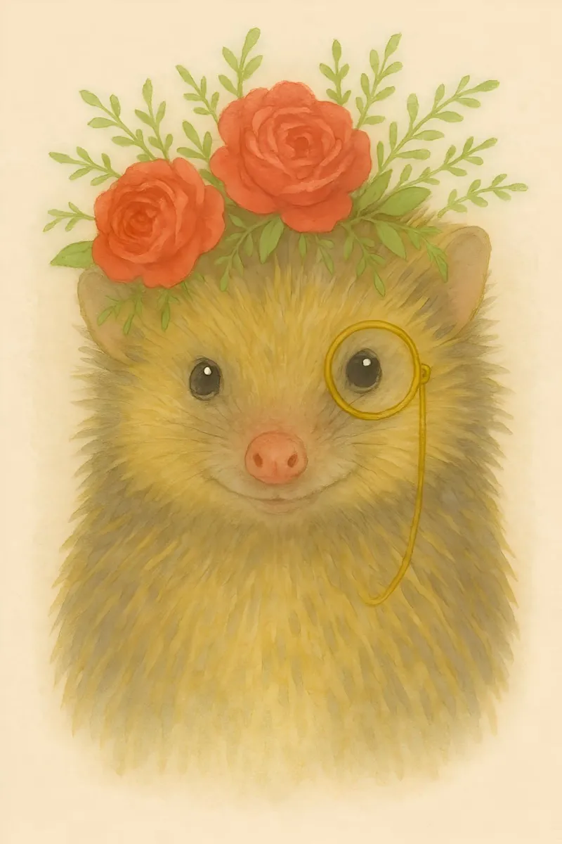 Charming Prickles: Hedgehog with Roses poster by Graceful Desine