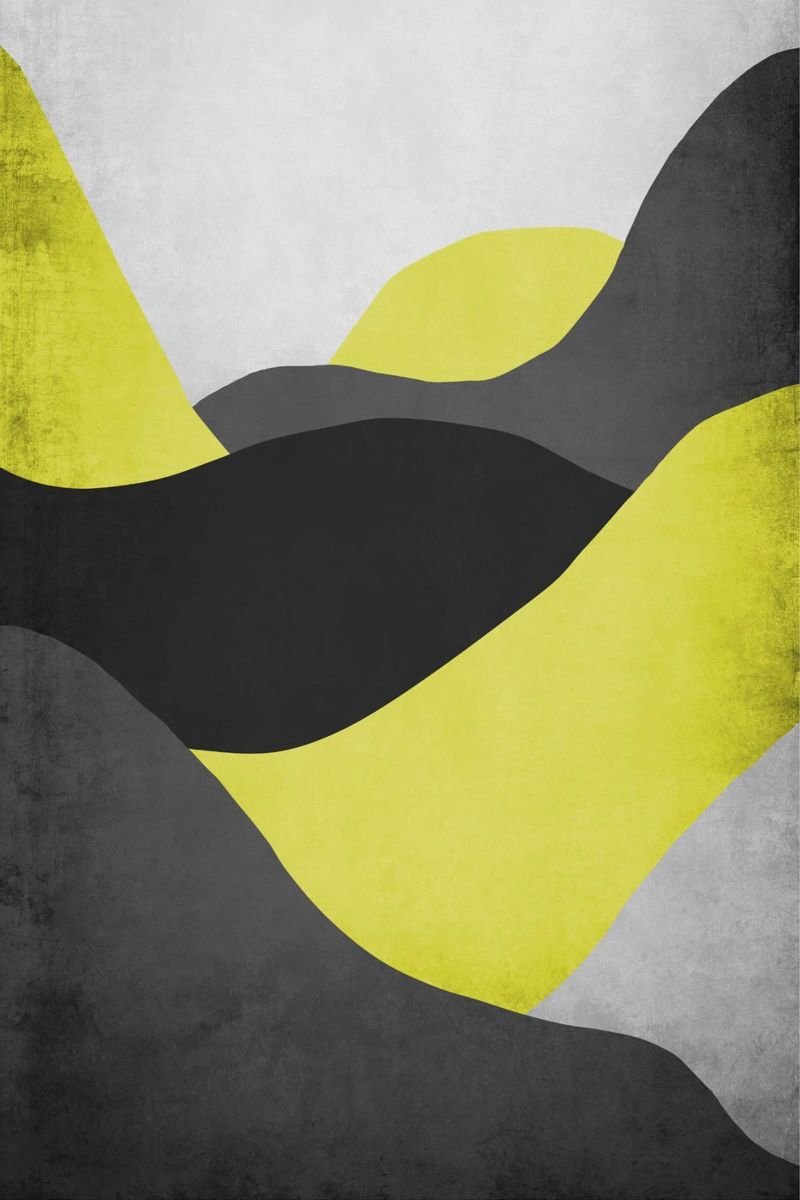 abstract yellow mountains poster by Mia Nissen