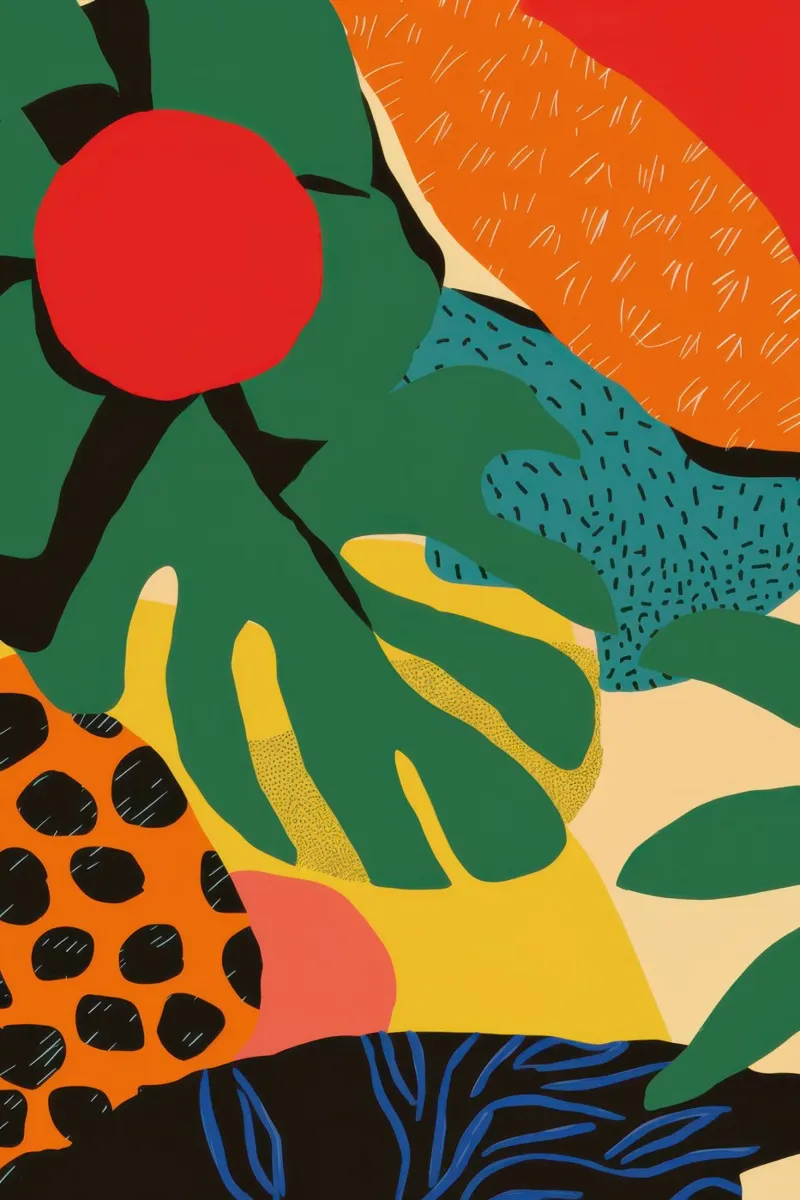 Frutta della giungla astratta carta hahnemühle da Line Fable
