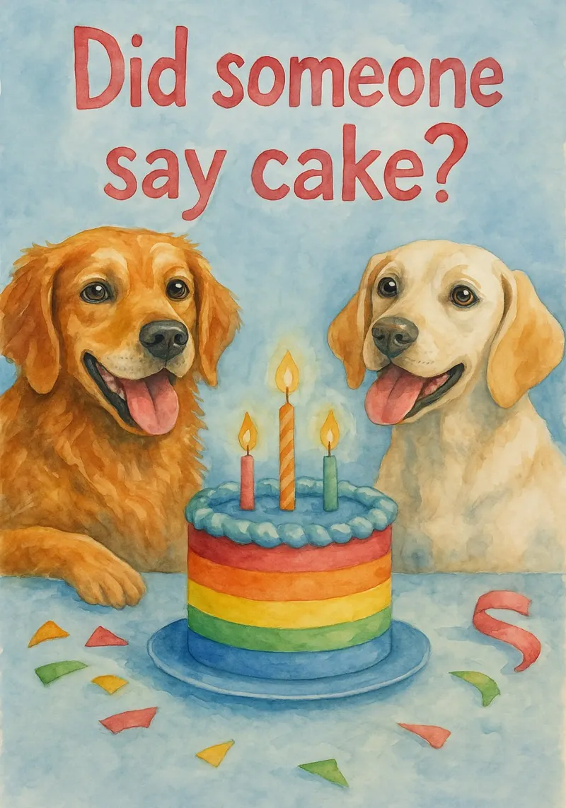 Compleanno del cane dipinto tela con Cornice a cassetta da Goldend