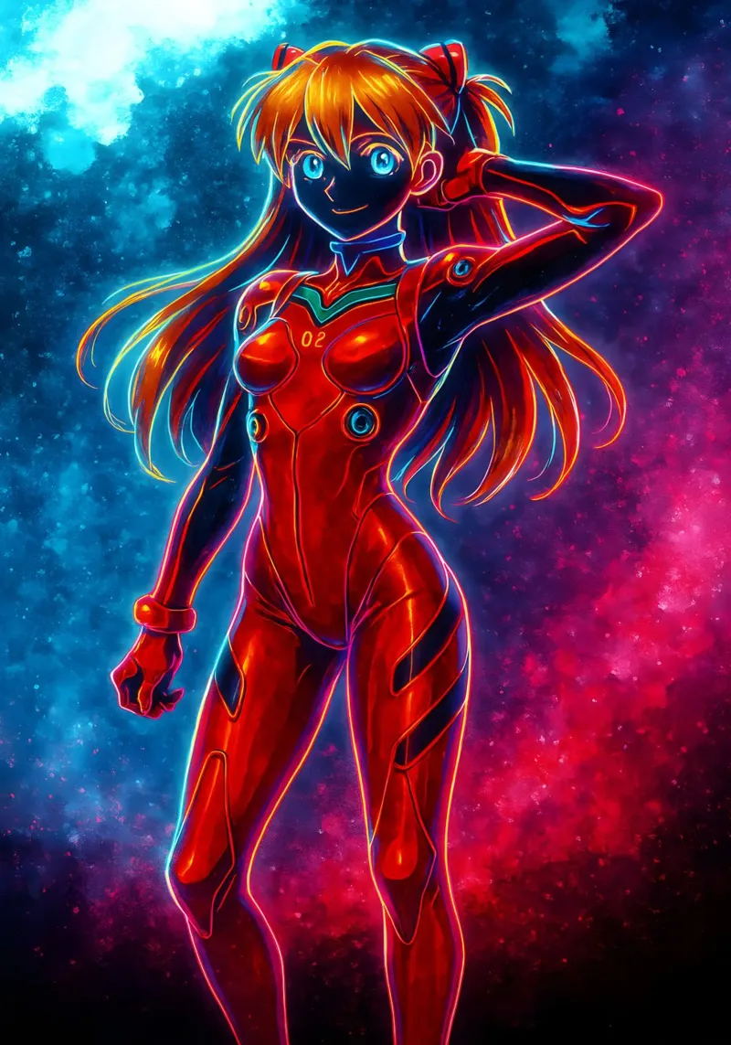 Soul Of Neon Genesis Evangelion Asuka Langley Soryu poster con telaio in legno da DGSoulheroes