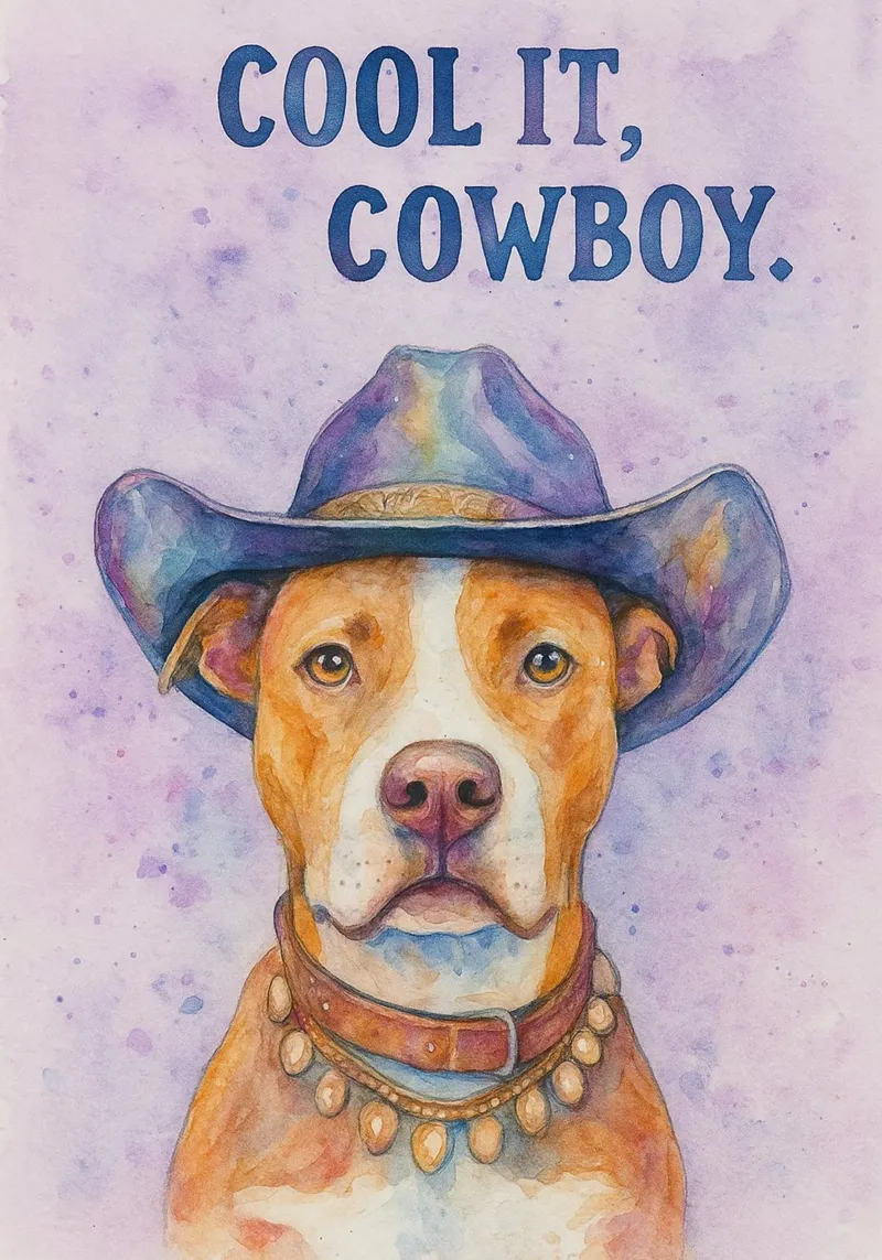 pittura di cani cowboy cool it poster da Goldend