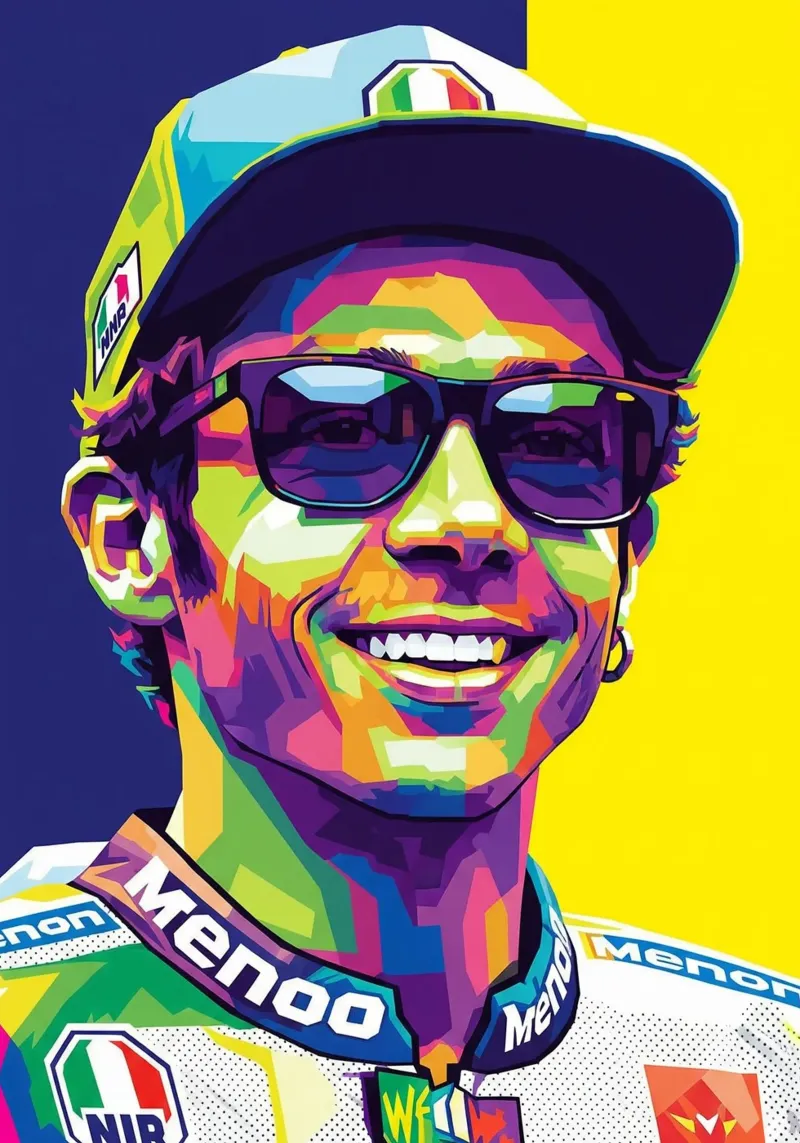Valentino Rossi - WPAP art style (1) pellicola backlit da Hantamrata