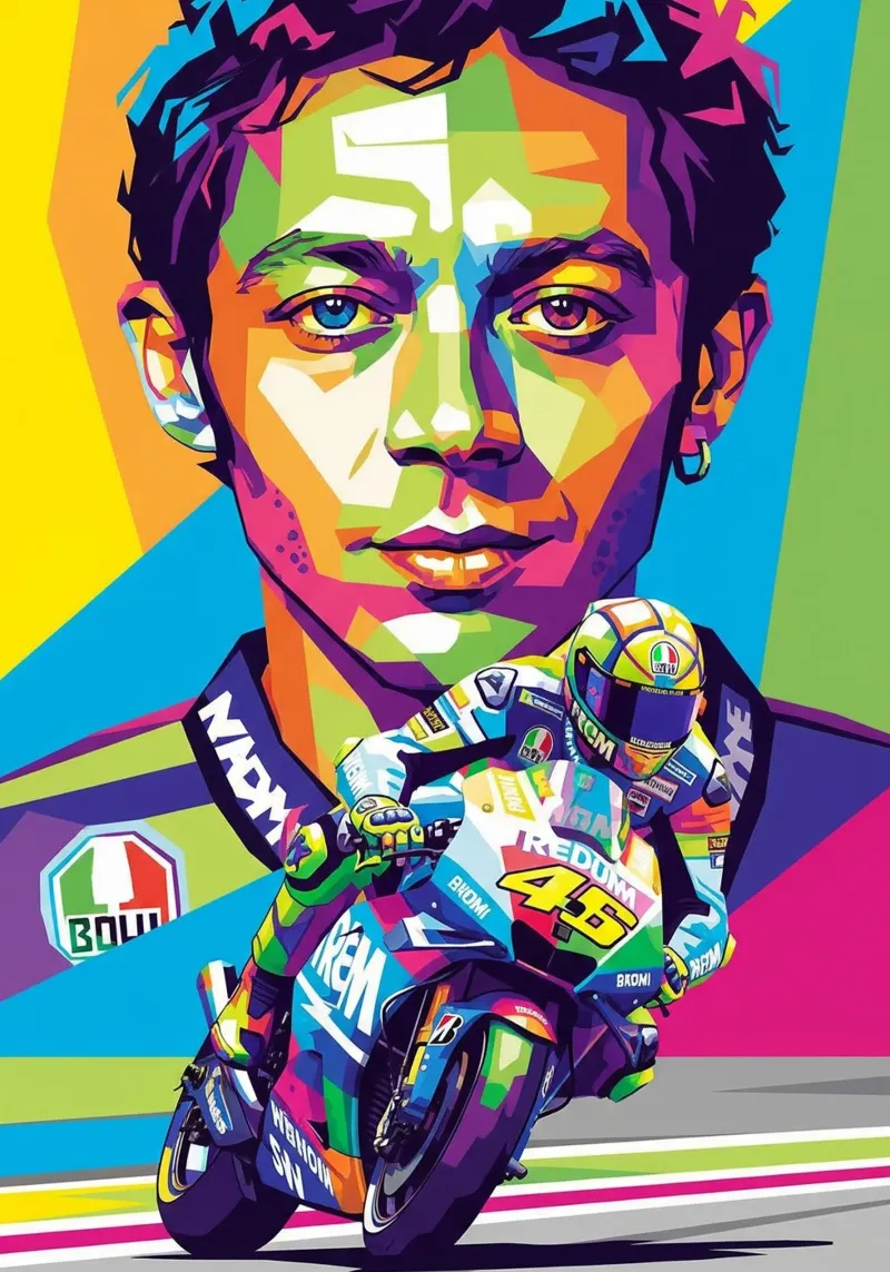 Valentino Rossi - WPAP art style (2) carta hahnemühle da Hantamrata