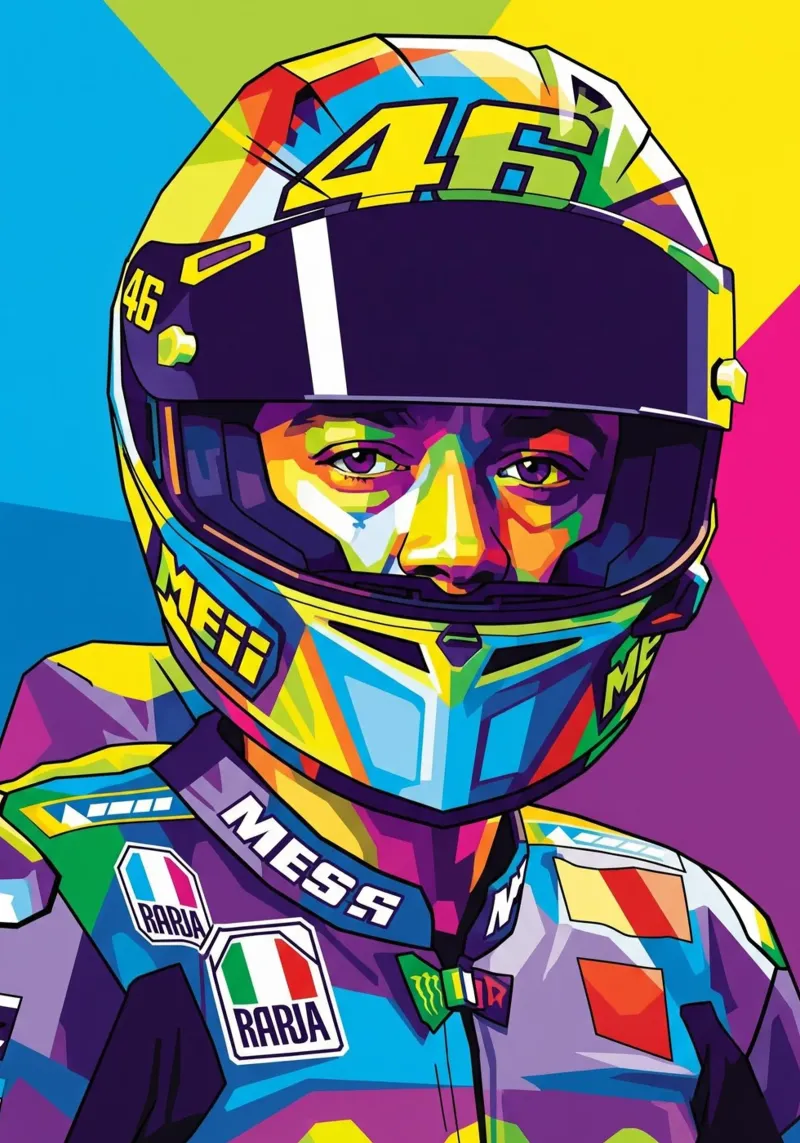 Valentino Rossi - WPAP art style (3) pellicola backlit da Hantamrata