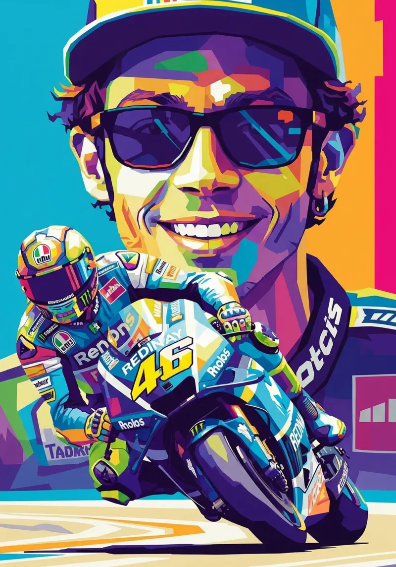 Valentino Rossi - WPAP art style (4) pellicola backlit da Hantamrata