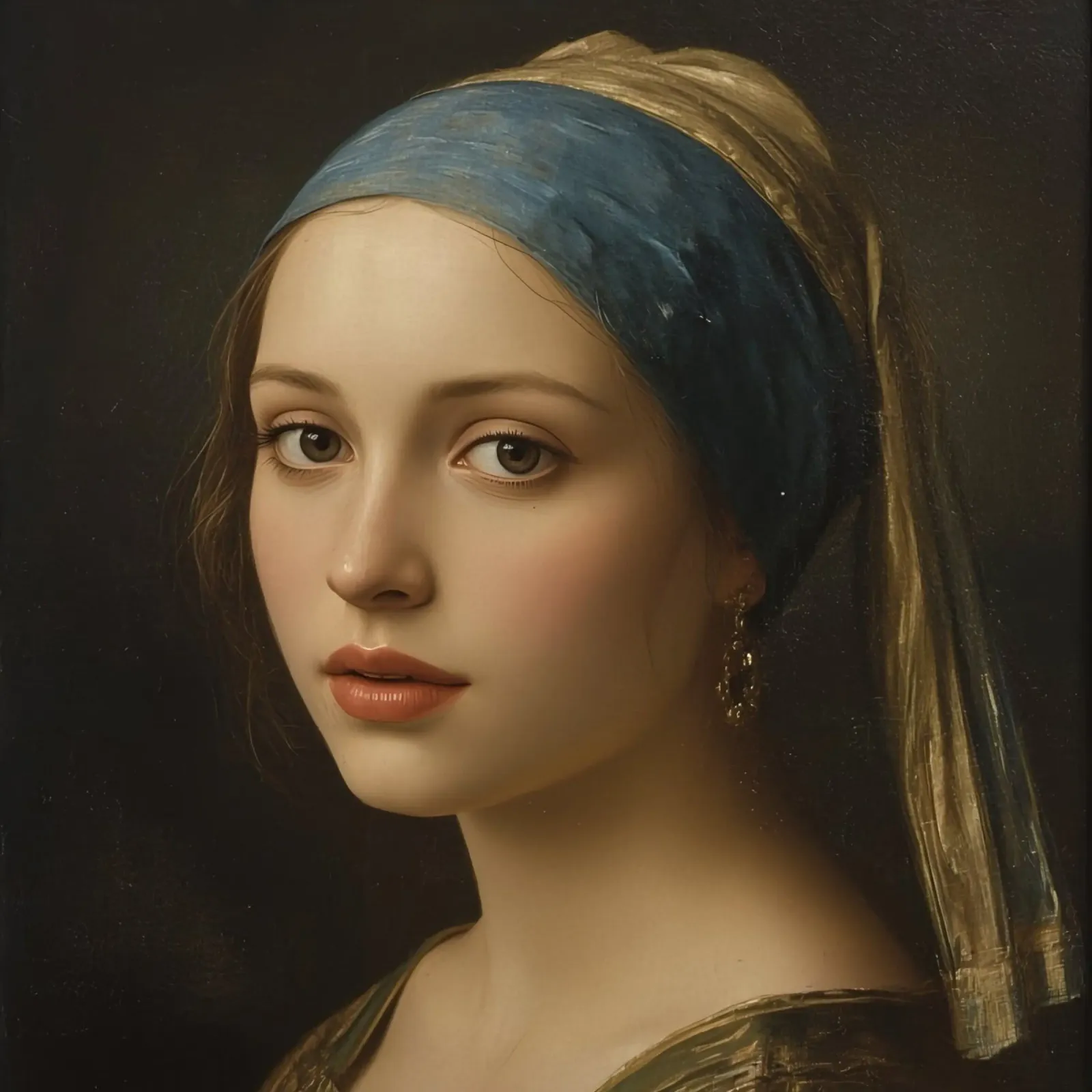 Giovane donna con il foulard con espressione dolce e sguardo calmo alluminio dibond da DesignDoodle