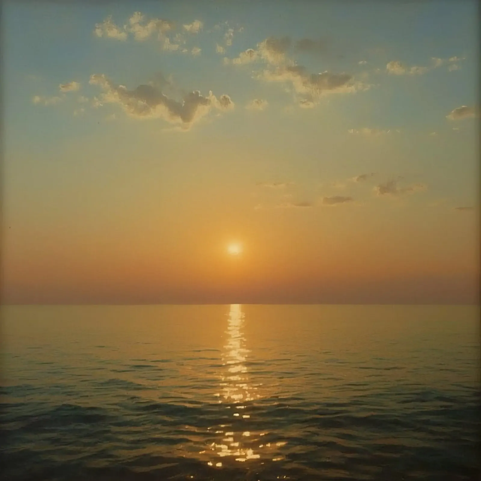Tramonto sulle acque calme dell'oceano con riflessi dorati pellicola backlit da DesignDoodle