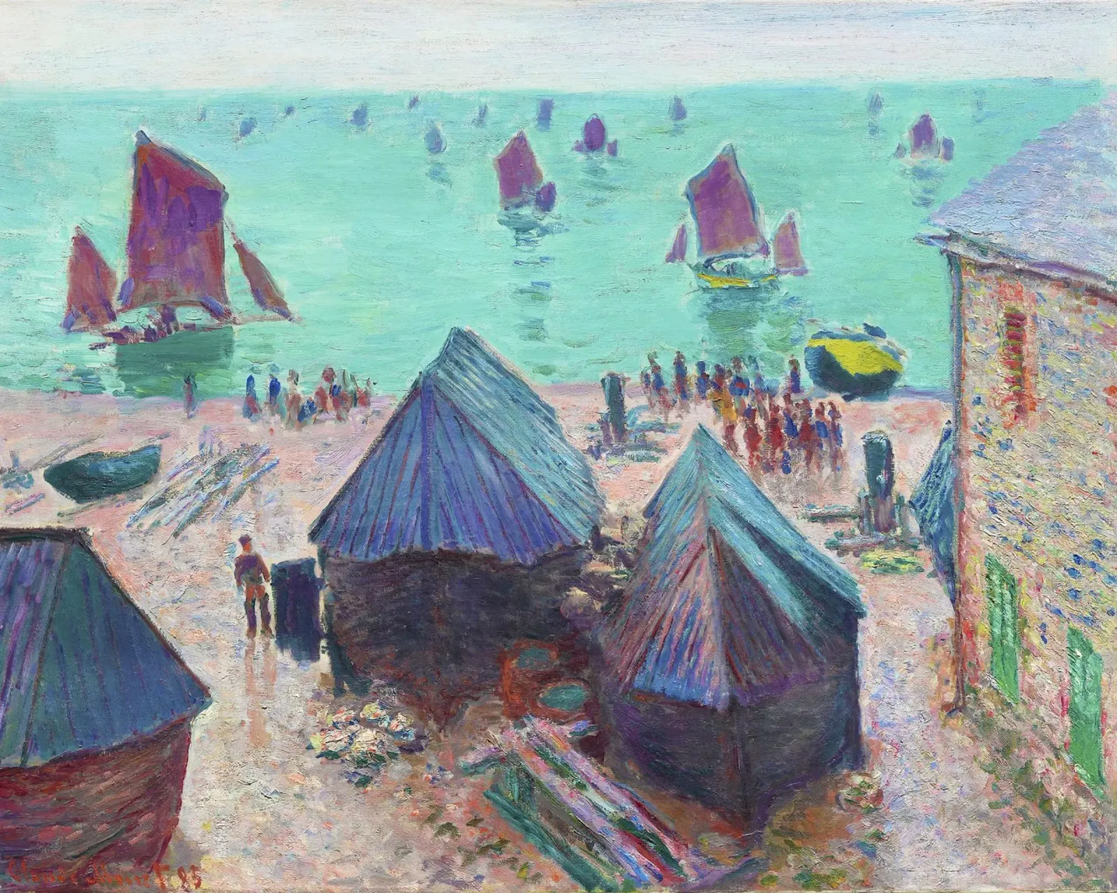 The Departure of the Boats, Étretat (1885) by Claude Monet canvas by Monet Art Prints