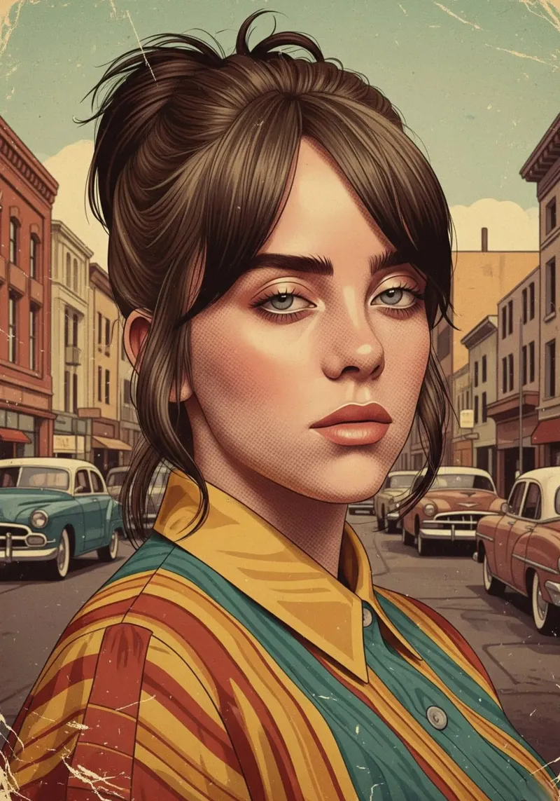 Billie Eilish vintage canvas by Lembayung art