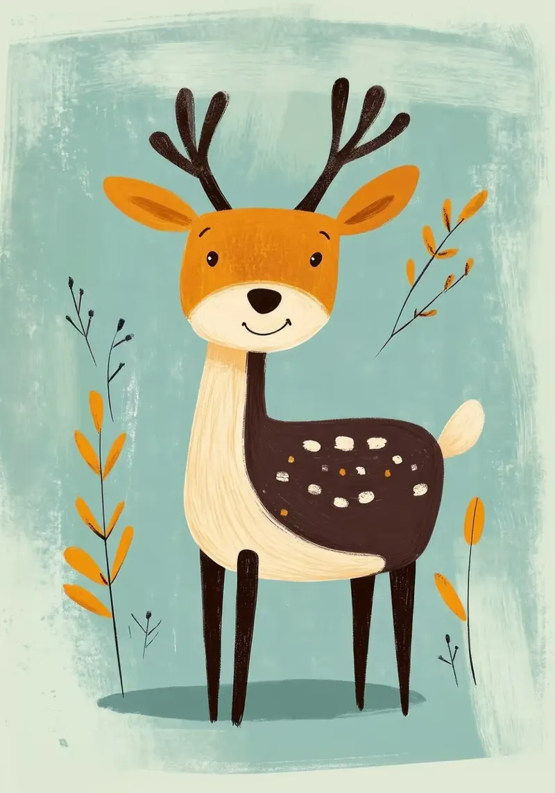 Carino il cervo dei cartoni animati poster da E Cannon