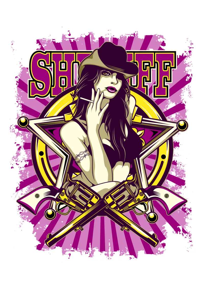 Frau Sheriff Kunst Illustration Acryl-Glas von Cute