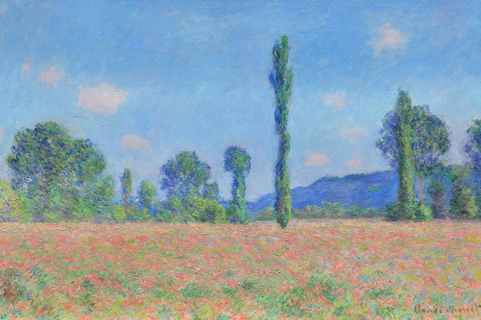 Poppy Field, Giverny (1890–1891) by Claude Monet poster with wooden frame by Monet Art Prints