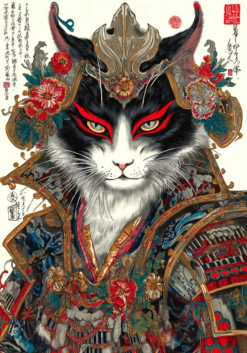 Gatto Ukiyo-e pellicola backlit da Fleur de Lys