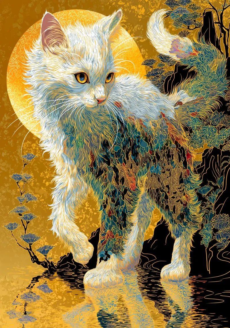 Ukiyo-e Cat canvas by Fleur de Lys