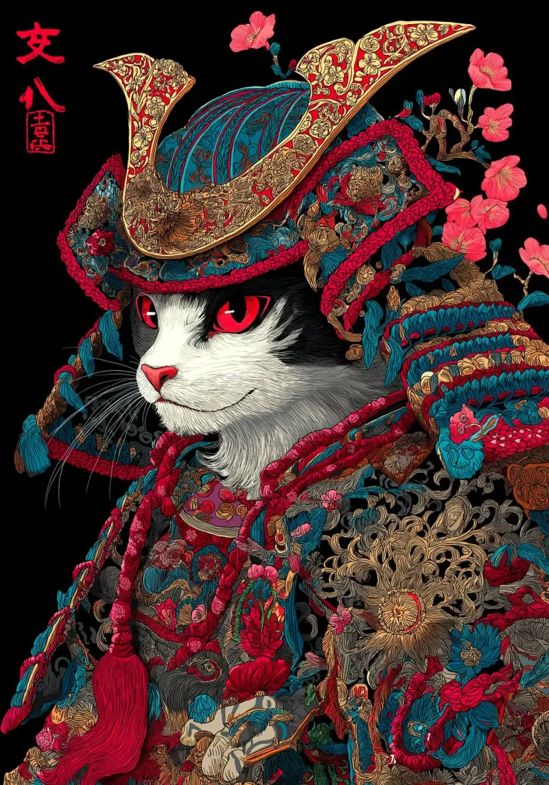 Gatto Ukiyo-e pellicola backlit da Fleur de Lys