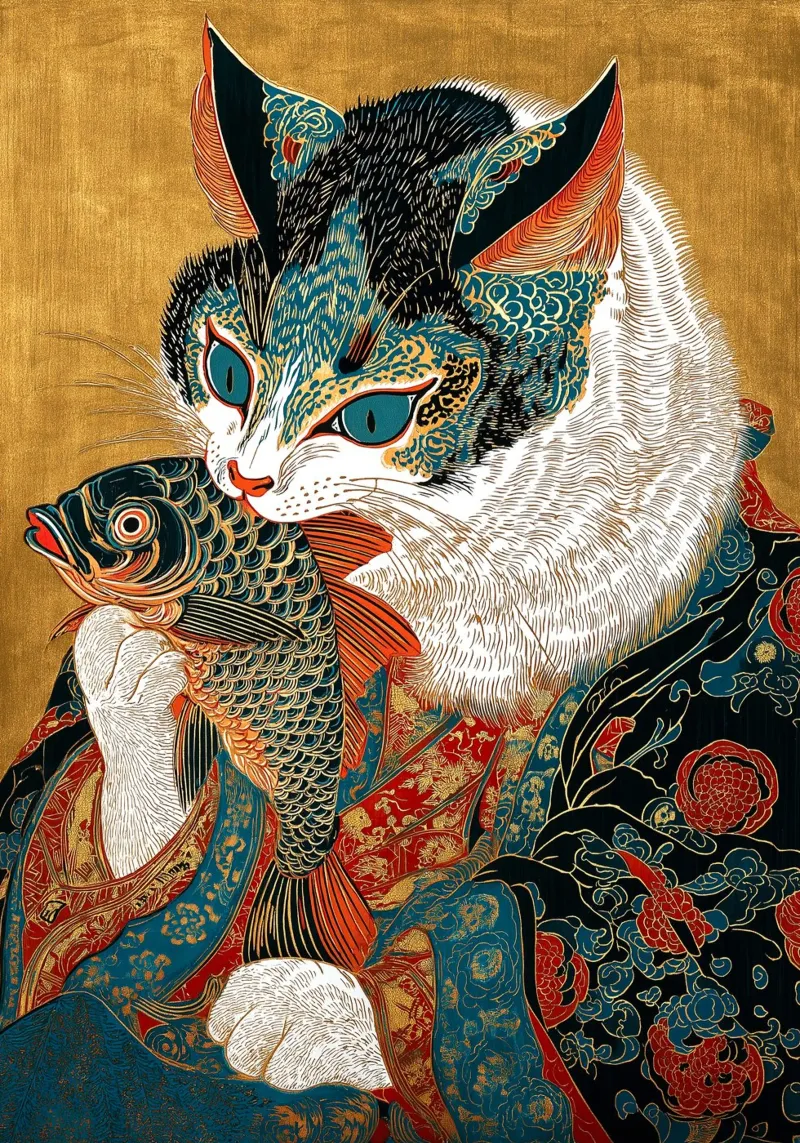 Ukiyo-e Cat poster by Fleur de Lys