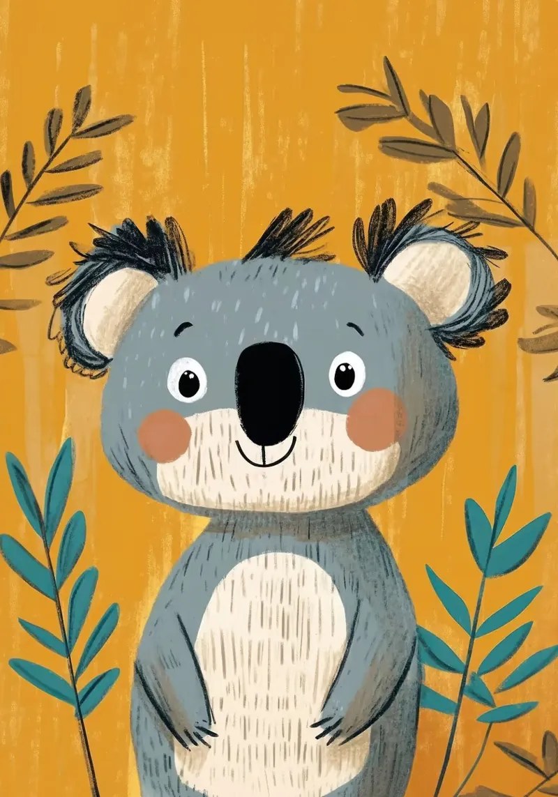 Illustrazione di un simpatico Koala carta hahnemühle da E Cannon
