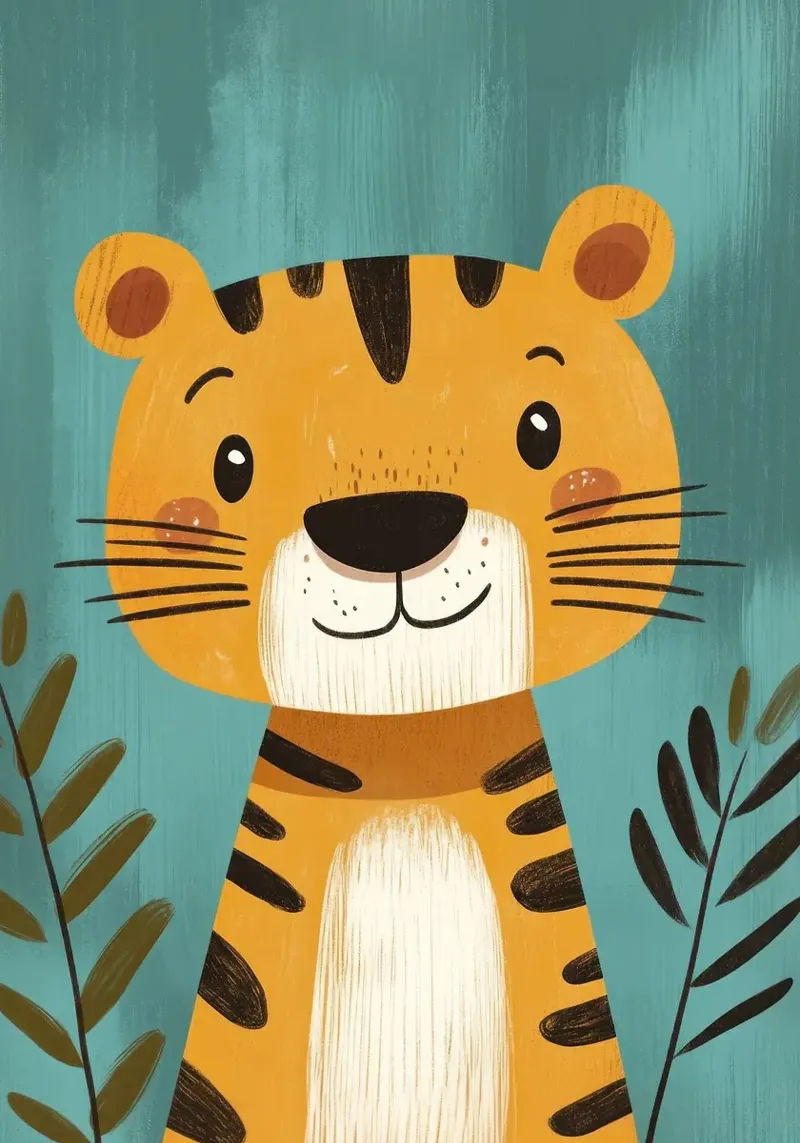 Ilustración de un tigre sonriente metacrilato de E Cannon