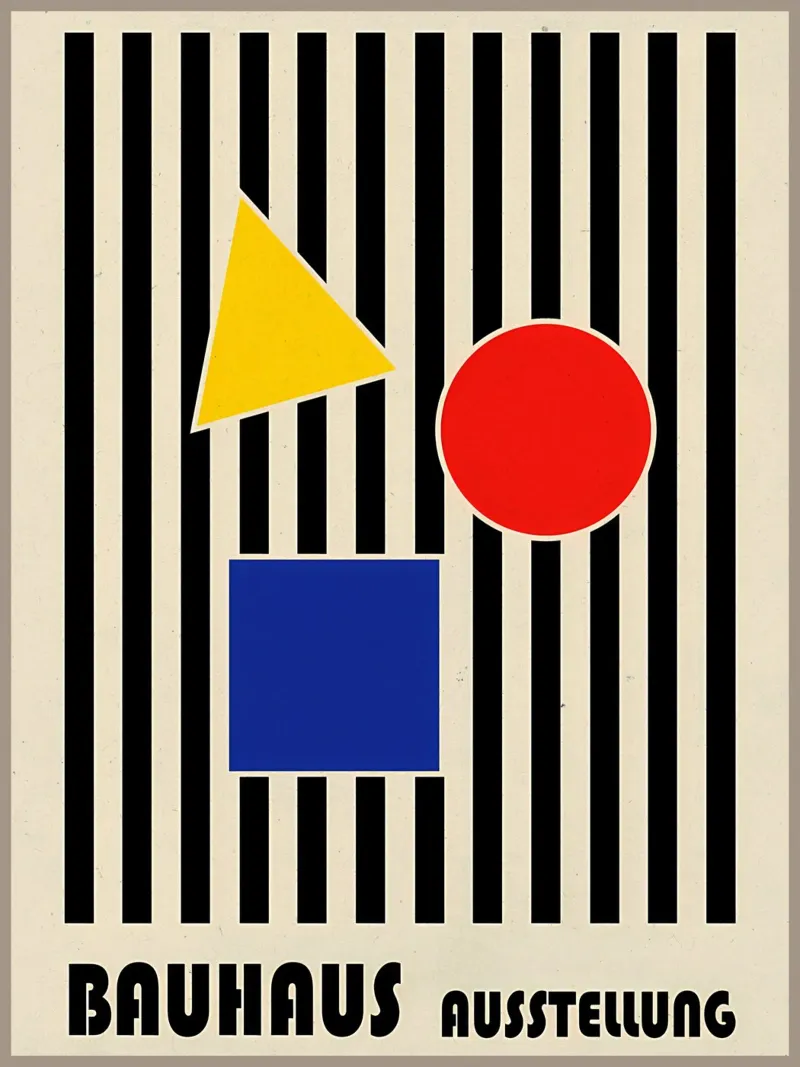 Poster géométrique Bauhaus poster avec cadre en bois de Edson Studio