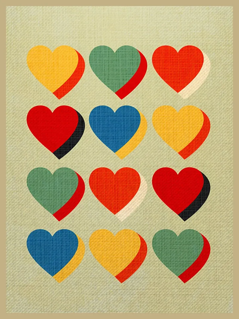 Retro Heart Pattern Bauhaus Style Hahnemühle von CourtneyStudio
