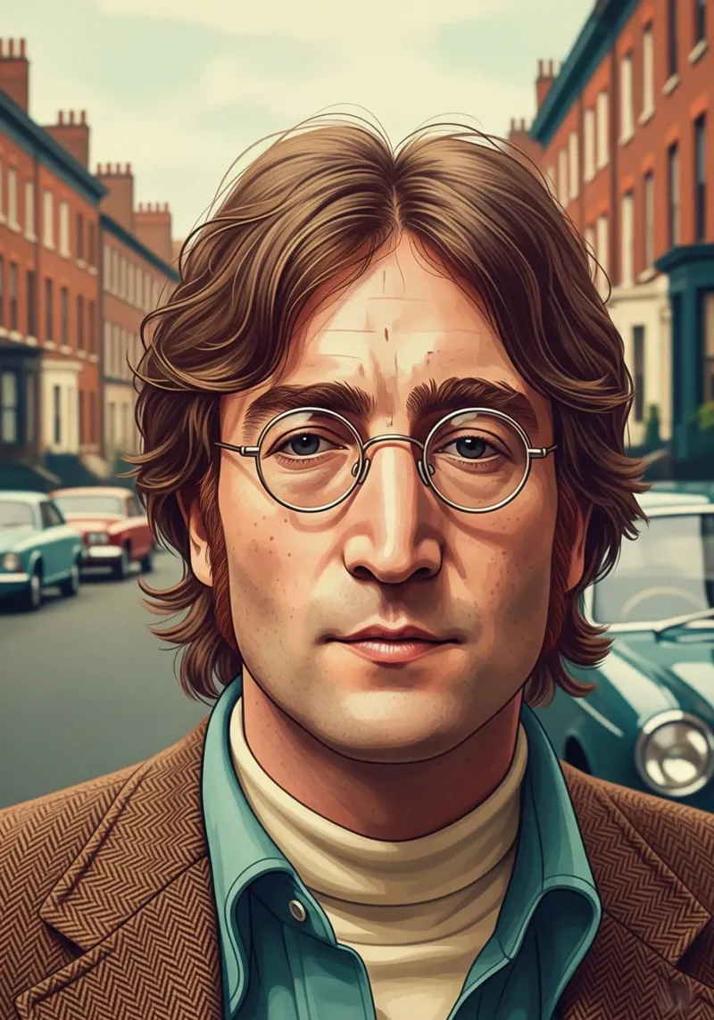 John Lennon vintage style poster con telaio in alluminio da Lembayung art
