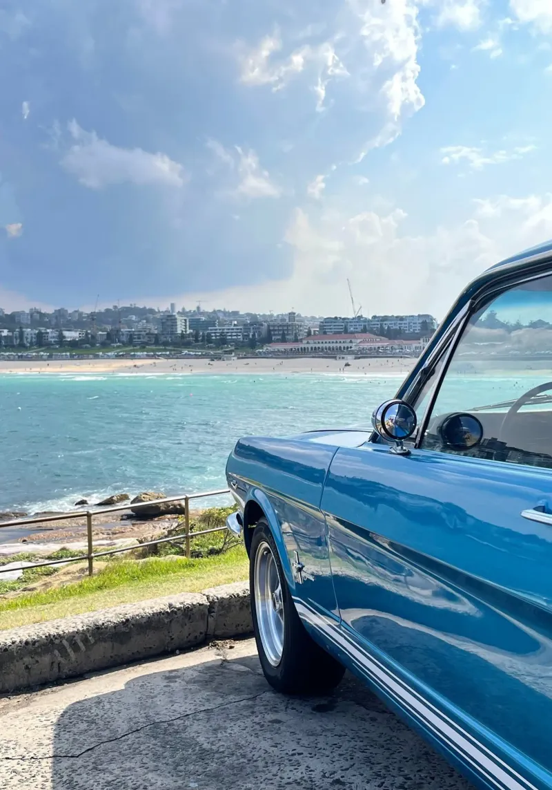 Coastal Drive & Vintage Vibes - Bondi Beach, Australia canvas with Floater frame by Roamance Studio