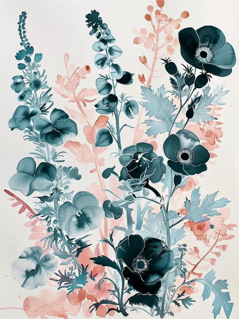 Eclissi di Flora poster con telaio in alluminio da Sophia Calder Studio