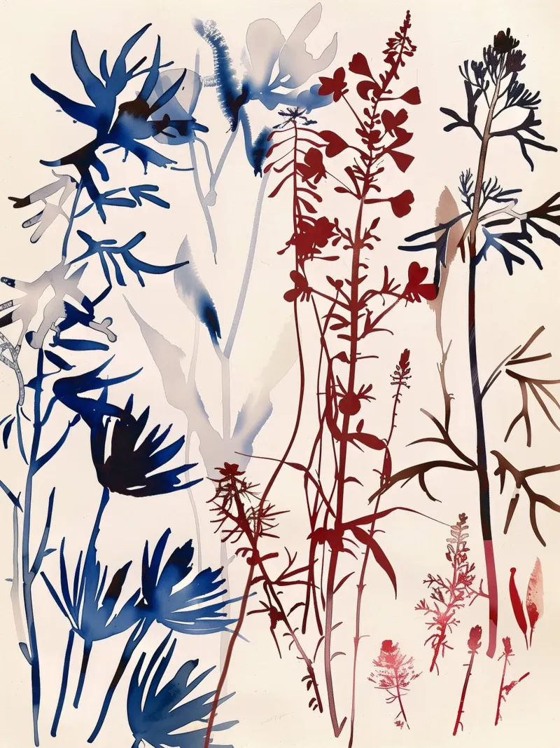 Crimson Silhouettes poster with plastic frame by Sophia Calder Studio