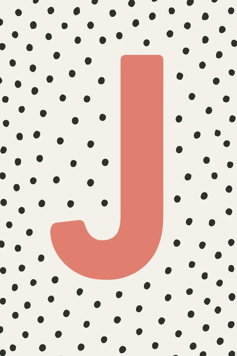 Initiale J sur motif à pois - style scandinave hahnemühle de KidzStudio