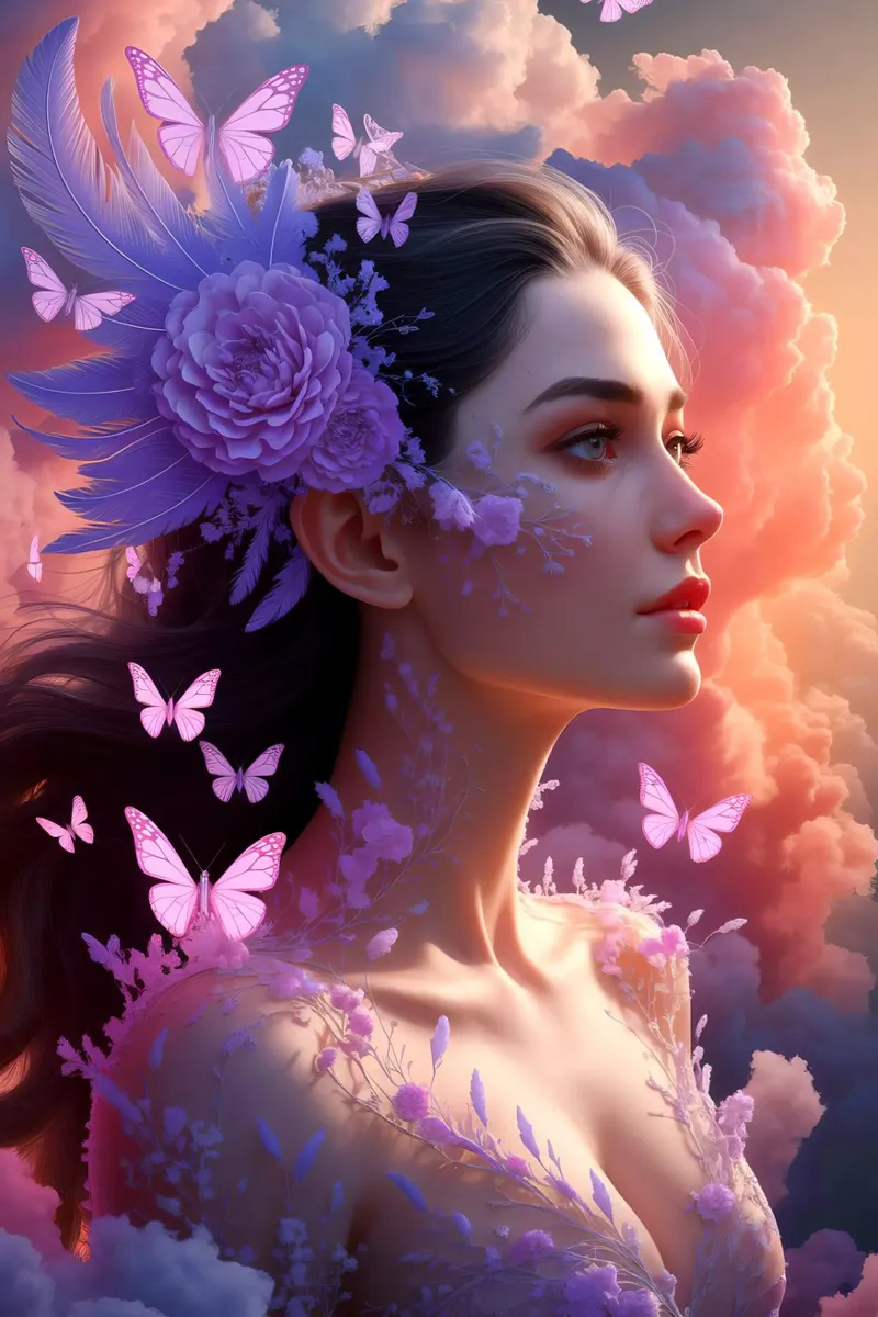 Flower Beauty Women alluminio dibond da IMAGINE ART