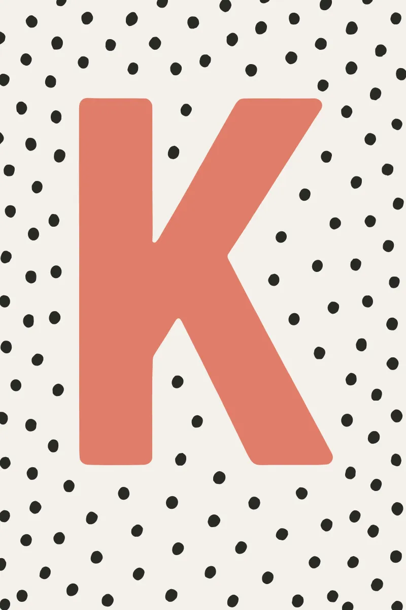 Initial K on dot pattern - Scandinavian style canvas by KidzStudio