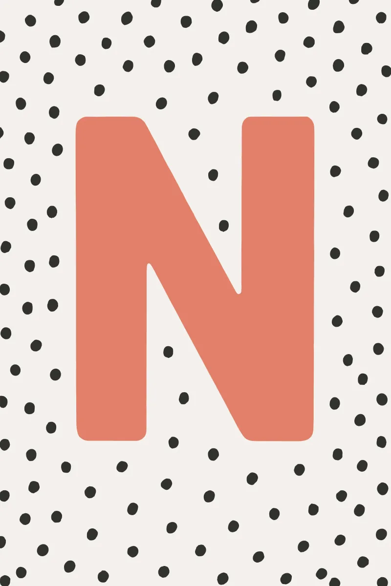 Initial N on dot pattern - Scandinavian style poster with plastic frame by KidzStudio