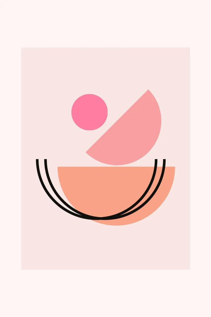 Abstract Pink & Peach Geometric Boho Balance Art canvas with Floater frame by homdeco