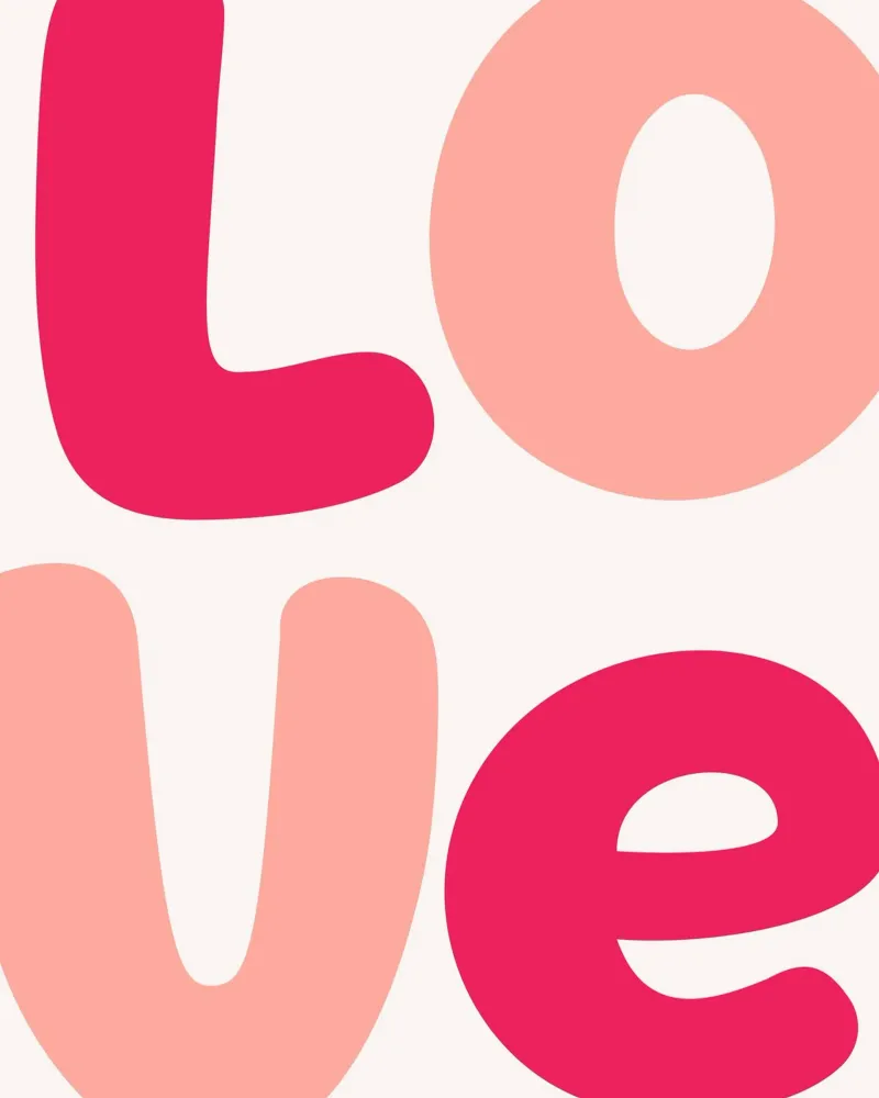 Stampa tipografica estetica in grassetto "Love" rosa e rosso pellicola backlit da homdeco