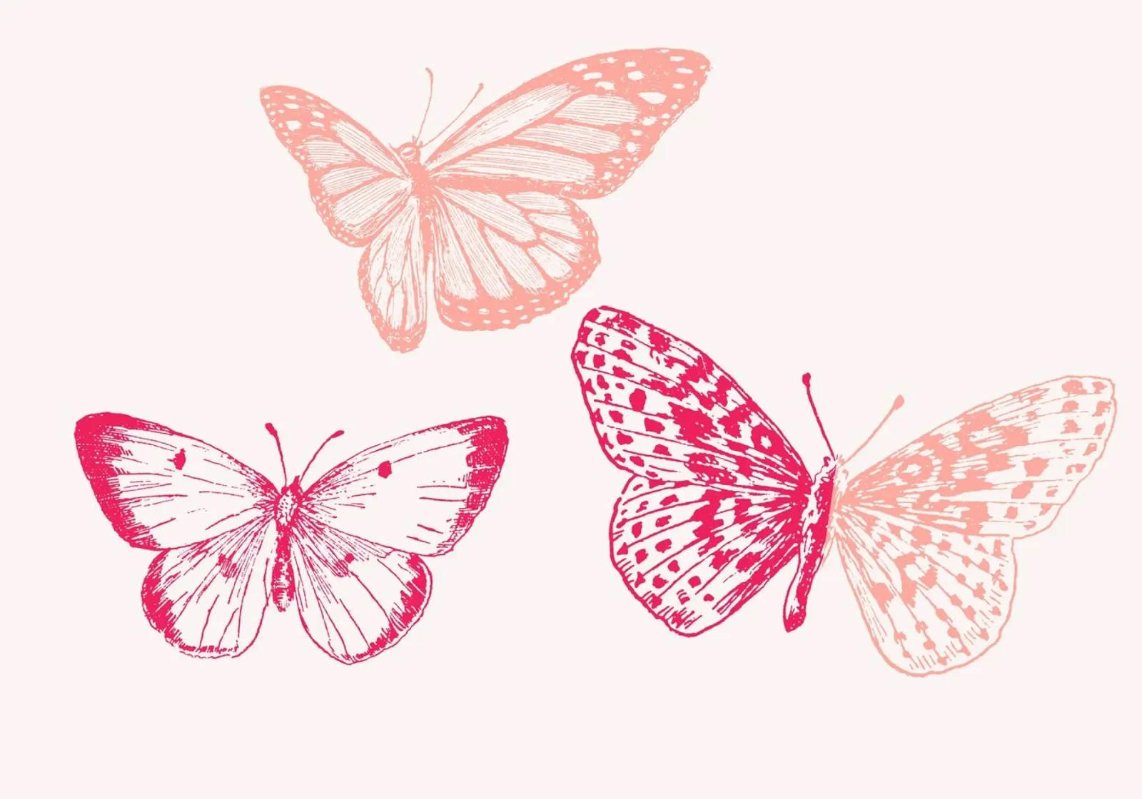Ätherische Schmetterlinge Rosa & Pfirsich Ästhetische Kunst Leinwand mit Schattenfugenrahmen von homdeco